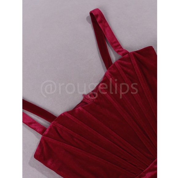 Corset Top Velvet Bodycon Mini Dress Red Sweetheart Decollete Ruched - Picture 13 of 16